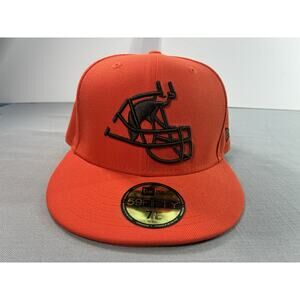 Cleveland Browns New Era 59FIFTY Fitted Hat Orange Black NFL Cap Size 7 1/8